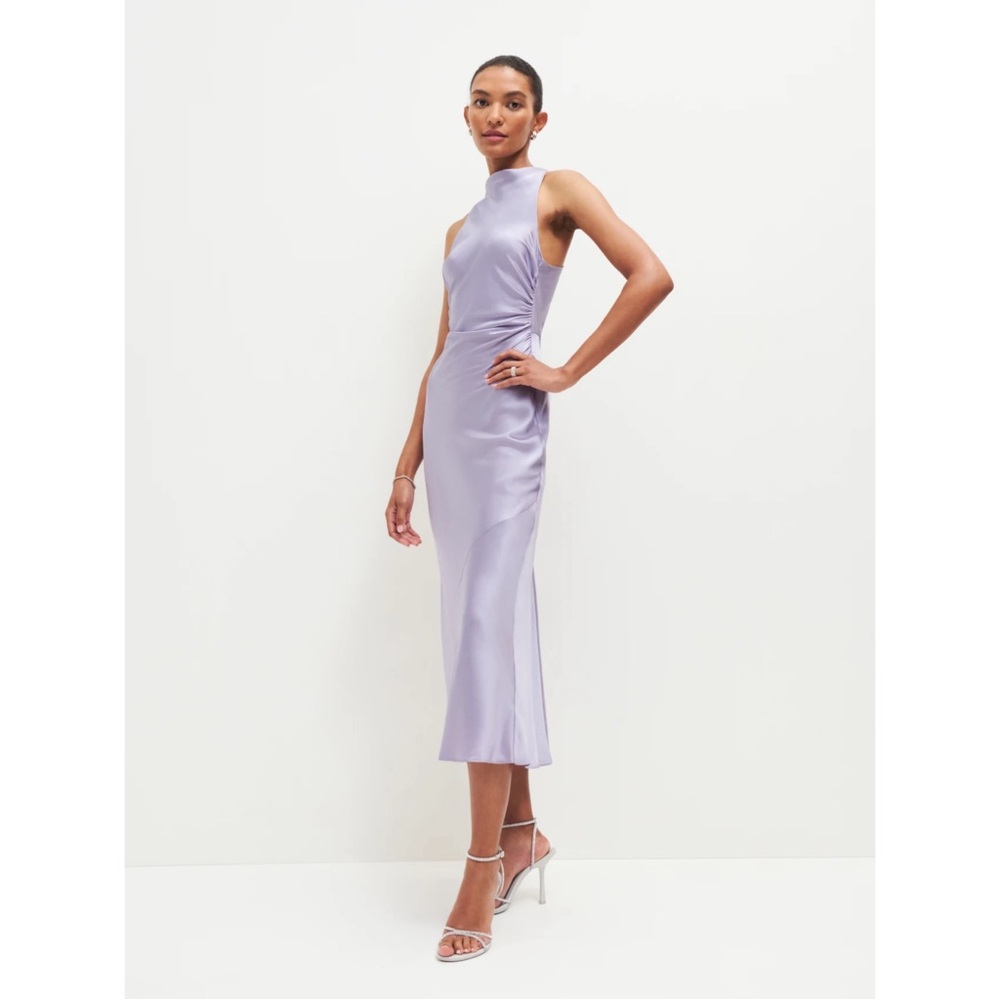 Reformation Casette Silk Dress in Aura